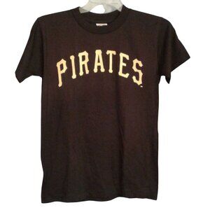 Majestic L large Youth PIRATES tee shirt unisex Baseball Black Gold NWOT